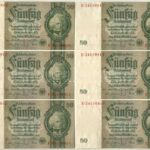Német Harmadik Birodalom 1933. 50M (5x) sorszámkövetők és egyugrású sorszámmal T:I,I- German Third Reich 1933. 50 Mark (5x) sequential and close serials C:UNC,AU Krause 182.a