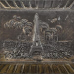 Orféar Paris art deco díszdoboz, ón, tetején az Eiffel-tornyot ábrázoló plasztikával, belül tükörrel. Jelzett, korának megfelelő kopásokkal, 11x8,5x5 cm - Image 2