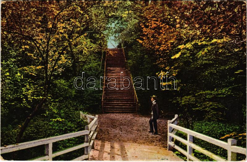 1915 Szliács, Szliácsfürdő, Kúpele Sliac; Máriássy Sándor lépcső / Stiege / park (EK)