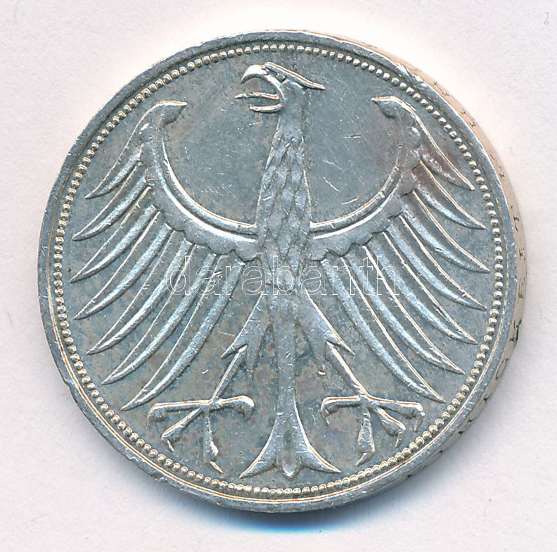 NSZK 1970J 5M Ag T:2 patina FRG 1970J 5 Mark Ag C:XF patina Krause KM#112.1 - Image 2