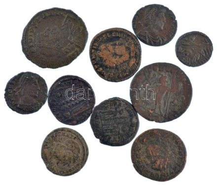 Római Birodalom 10db-os bronz érmetétel a III-IV. századból T:2-,3 Roman Empire 10pcs bronze coin lot from the 3rd-4th century C:VF,F