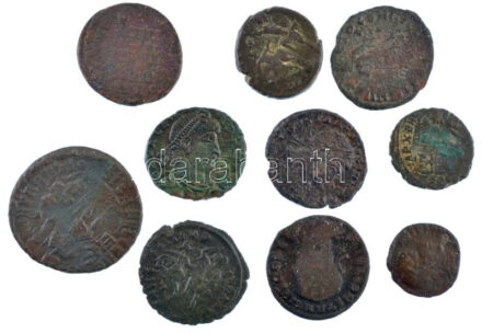 Római Birodalom 10db-os bronz érmetétel a III-IV. századból T:2-,3 Roman Empire 10pcs bronze coin lot from the 3rd-4th century C:VF,F