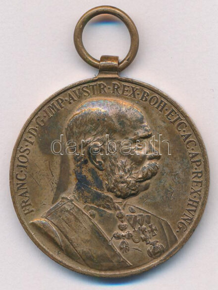 1898. 'Jubileumi Emlékérem Fegyveres Erő Számára / Signum memoriae (AVSTR)' bronz kitüntetés modern mellszalag nélkül T:2,2- kis ph., patina Hungary 1898. 'Commemorative Jubilee Medal for the Armed Forces' bronze decoration without ribbon