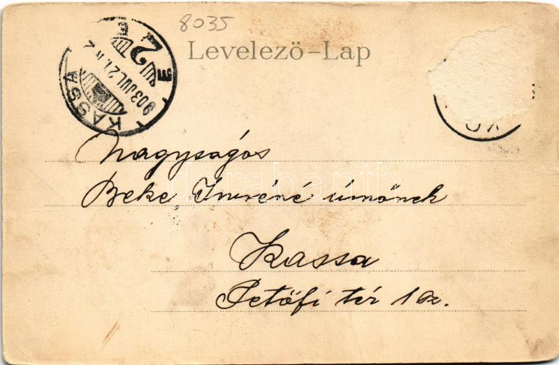 1903 Koritnyica, Korytnica; Béla-forrás. Lechnitzky O. fénynyomdája 131. sz. Szecessziós virágos litho keret / Albrechts-Brunnen / spa, spring source. Art Nouveau, floral, litho frame (Rb) - Image 2