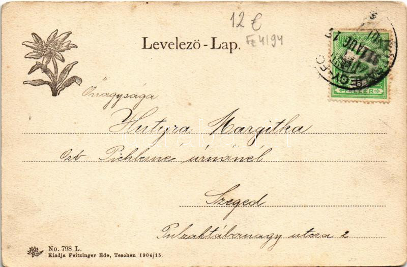 1911 Koritnyica, Korytnica; Hidegvíz-gyógyintézet, fürdő. Feitzinger Ede No. 798L. 1904/15. / spa, bathhouse (kopott sarkak / worn corners) - Image 2