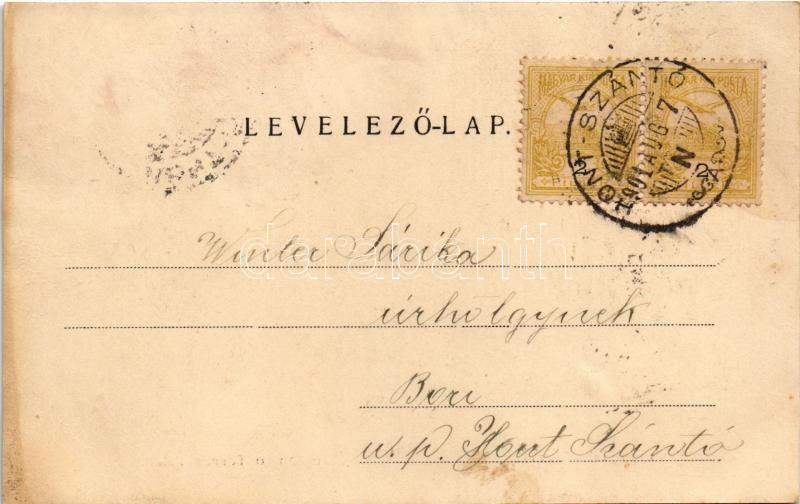 1901 Szántó, Santovka; Szántói savanyúvíz forrás, Pavilon a forrás felett. Divald Károly kiadása / mineral water spring, pavilion, spring source (r) - Image 2