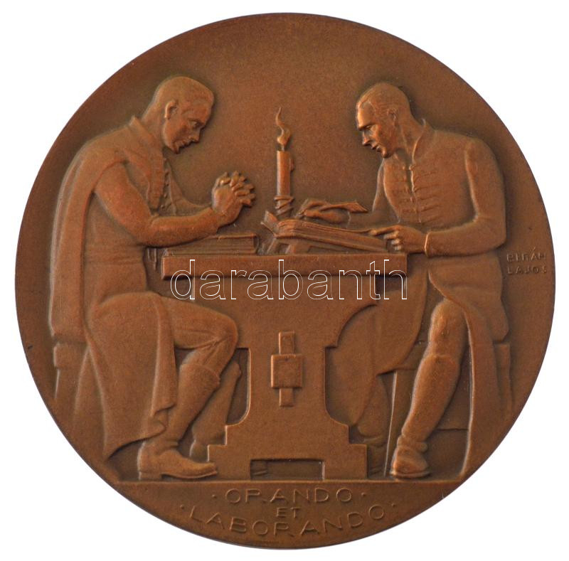 Berán Lajos (1882-1943) 1938. 'Debreceni Collegium 1538-1938 / Orando et Laborando' kétoldalas bronz emlékérem (41mm) T:1 - Image 2
