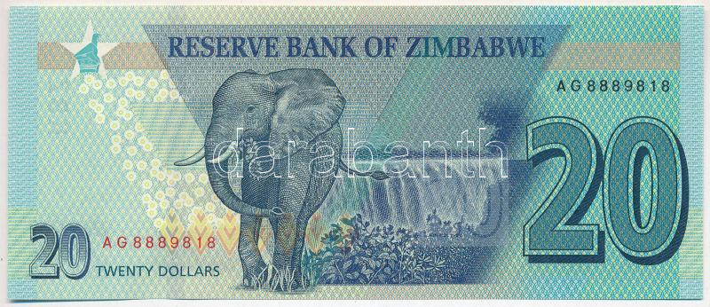 Zimbabwe 2020. 20$ 'AG8889818' T:I Zimbabwe 2020. 20 Dollars 'AG8889818' C:UNC Krause P#104 - Image 2