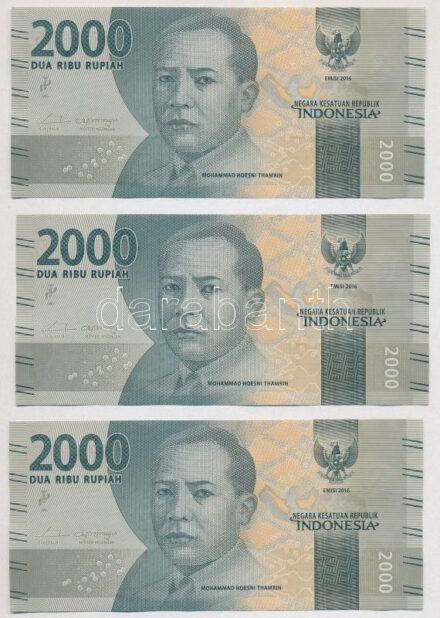 Indonézia 2016. 2000R (3x) sorszámkövetők 'BA 5449851 - BA 5449853' T:I Indonesia 2016. 2000 Rupiah (3x) consecutive serials 'BA 5449851 - BA 5449853' C:UNC Krause P#155a