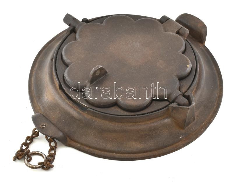 Öntöttvas antik ostyasütő 33 cm
