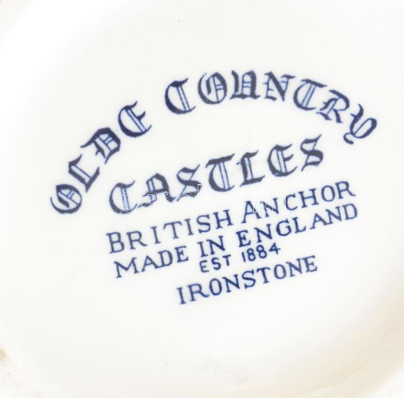 British Anchor Ironstone, angol fajansz teáskanna, 'Old Country Castles' máz alatti mintával. Jelzett, hibátlan, m: 24,5 cm - Image 2