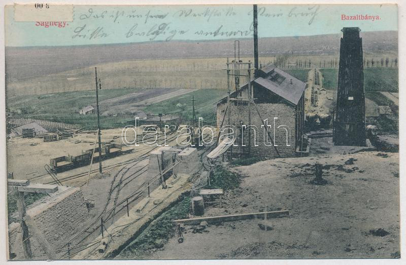 1915 Alsóság, (Celldömölk) Sághegy, Bazaltbánya, sikló, iparvasút. Dinkgreve Nándor kiadása (r)