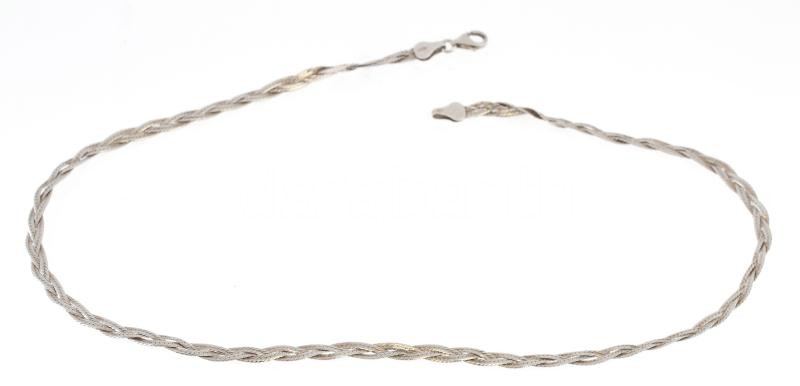 Ezüst(Ag) hátromszálas fonott nyaklánc, jelzett, h: 45 cm, nettó: 7,4 g