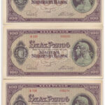 1945. 100P (2x) sorszámkövetők 'E 198 036523 - E 198 036524' + 100P 'E 198 036521' T:II,II- Adamo P18