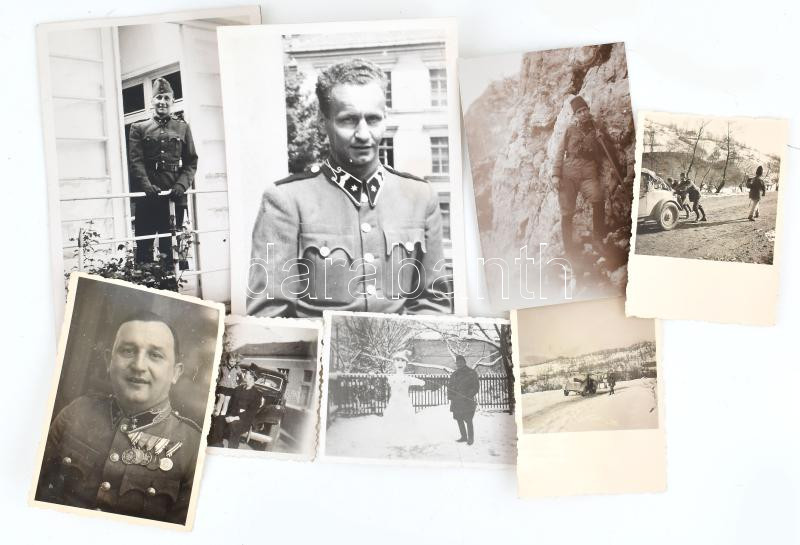 1916-1944 8 db vegyes katonai fotó, 6x5,5 cm és 14x9 cm között