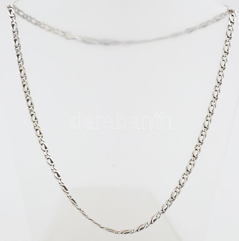 Ezüst(Ag) dupla szemes lapos nyaklánc, jelzett, h: 46 cm, nettó: 15,2 g