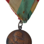 Gács Lajos (1905-1981) ~1940. '15. GY.E. KER. DOBÁS III' bronz díjérem, 'Ludvig' gyártói jelzéssel, mellszalagon (30mm) T:2 patina