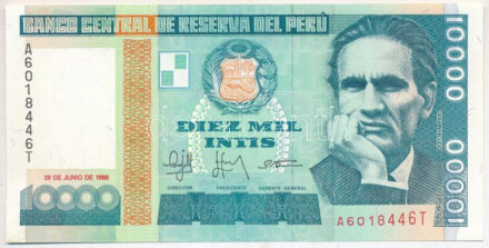 Peru 1988. 10.000I 'A 6018446 T' T:I Peru 1988. 10.000 Intis 'A 6018446 T' C:UNC Krause P#140