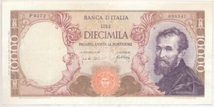 Olaszország 1966. 10.000L 'P0272 098347' 'Michelangelo' T:III kis szakadás Italy 1966. 10.000 Lire 'P0272 098347' 'Michelangelo' C:F small tear Krause P#97