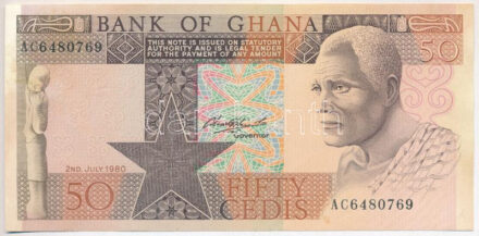 Ghána 1980. 50C 'AC 6480769' T:II folt Ghana 1980. 50 Cedis 'AC 6480769' C:XF spotted Krause P#22.b