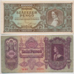1930. 100P csillagos sorszám + 1945. 100.000P + 1946. 10.000MP + 100.000MP + 100.000.000MP T:III kis folt - Image 3