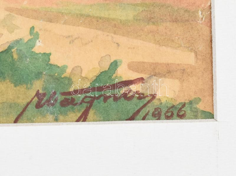 Wagner jelzéssel: Rajzoló fiú. Akvarell, papír. Paszpartuban. 32x24,5 cm - Image 2