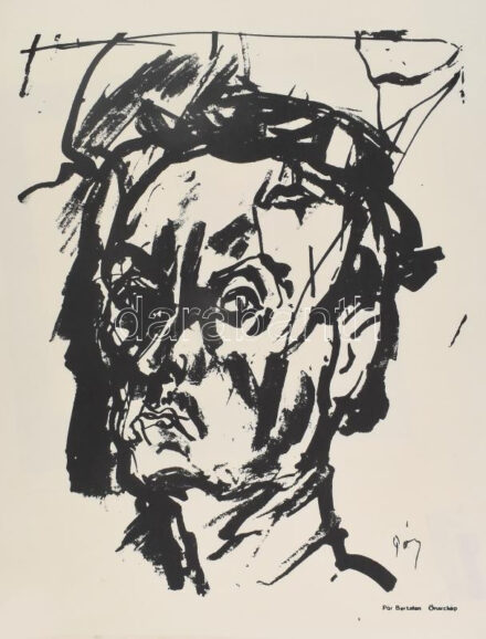 Pór Bertalan (1880-1964): Önarckép. Szitanyomat. Készítette 1979-ben 130példányban a Pesti Műhely: Bak Imre, Fajó János és Nádler István. Összeáll. Fajó János. 57x46 cm