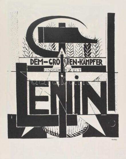 Uitz Béla (1887-1972): Borítólap terv 1924. Szitanyomat. Készítette 1979-ben 130példányban a Pesti Műhely: Bak Imre, Fajó János és Nádler István. Összeáll. Fajó János. 45x40 cm