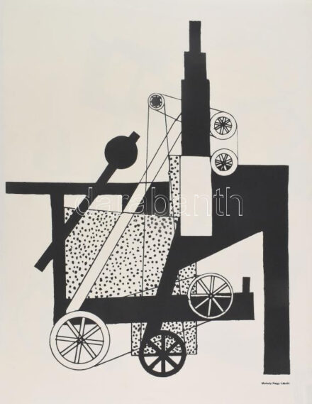 Moholy-Nagy László (1895-1946): Rajz 1919. Szitanyomat. Készítette 1979-ben 130 példányban a Pesti Műhely: Bak Imre, Fajó János és Nádler István. Összeáll. Fajó János. 56x45 cm