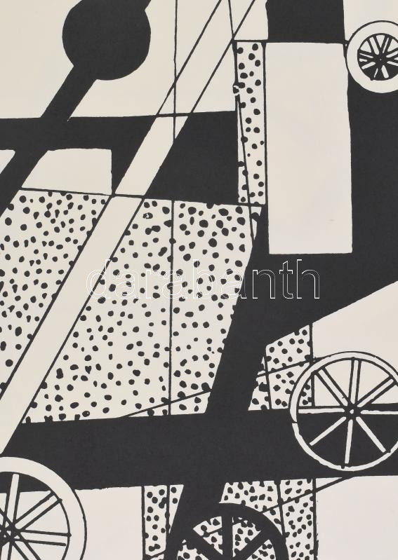 Moholy-Nagy László (1895-1946): Rajz 1919. Szitanyomat. Készítette 1979-ben 130 példányban a Pesti Műhely: Bak Imre, Fajó János és Nádler István. Összeáll. Fajó János. 56x45 cm - Image 2