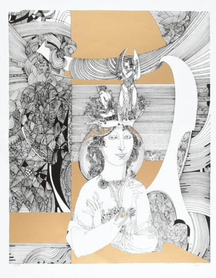 Szász Endre (1926-2003): Női alak. Szitanyomat, papír, jelzett, számozott (35/100) 58x46 cm,