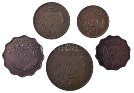 Irak 1970-1975. 5f-100f (5xklf) T:2,2- Iraq 1970-1975. 5 Fils - 100 Fils (5xdiff) C:XF,VF
