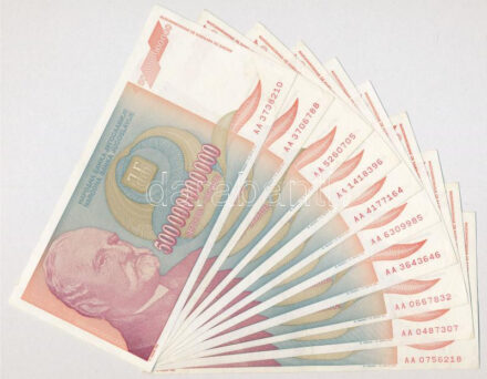 Jugoszlávia 1993. 500.000.000.000D (10x) T:II Yugoslavia 1993. 500.000.000.000 Dinara (10x) C:XF Krause P#137