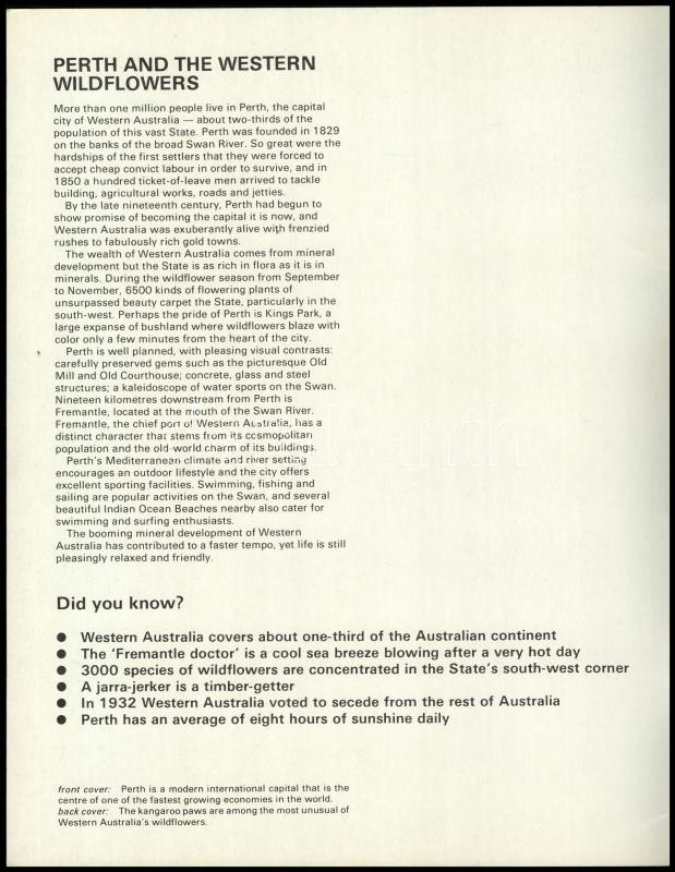1986 Australia Perth and the Western Wildflowers in Color. South Yarra, Lloyd O'Neil Pty Ltd., 12 sztl. lev. - Image 2