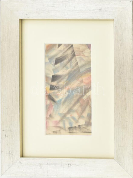 Ruzicskay György (1896-1993): Kompozíció. Vegyes technika, papír, jelzett, üvegezett fakeretben, 19,5x9,5 cm