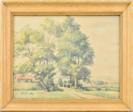 Zórád Géza jelzéssel: Táj. Akvarell, papír. Üvegezett fakeretben. 21x30 cm