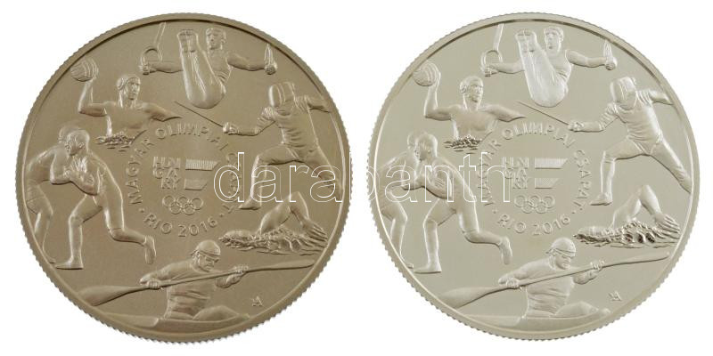 2016. 2000Ft Cu-Ni 'XXXI. Nyári Olimpiai Játékok - Rio' + 10.000Ft Ag 'XXXI. Nyári Olimpiai Játékok - Rio' tanúsítvánnyal T:BU,PP Adamo EM312, EM314