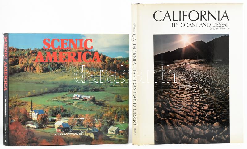 K. Westcott Jones: Scenic America. New York,1984,Gallery Books. Gazdag képanyaggal illusztrált. Angol nyelven. Kiadói kartonált papírkötés, kiadói papír védőborítóban. + Robert Reynolds-Ruth Kirk-Archie Satterfield: California. Its