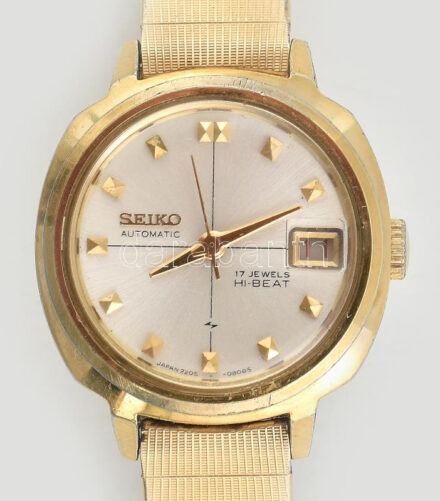 Seiko automata női karóra, 17 köves szerkezettel, gyöngyház számlappal, fém szíjjal, működik, d: 23 mm