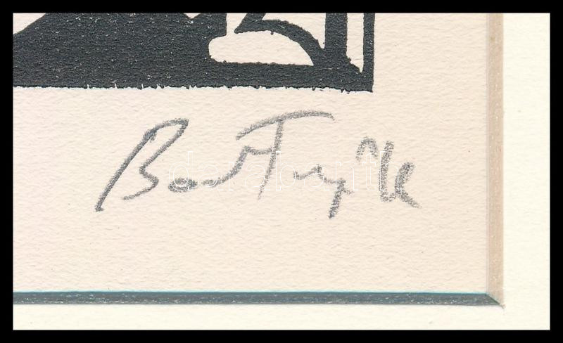 Bortnyik Sándor (1893-1976): Kiáltás, linómetszet, papír, utólagos jelzéssel, paszpartuban, 11,5×8 cm - Image 2