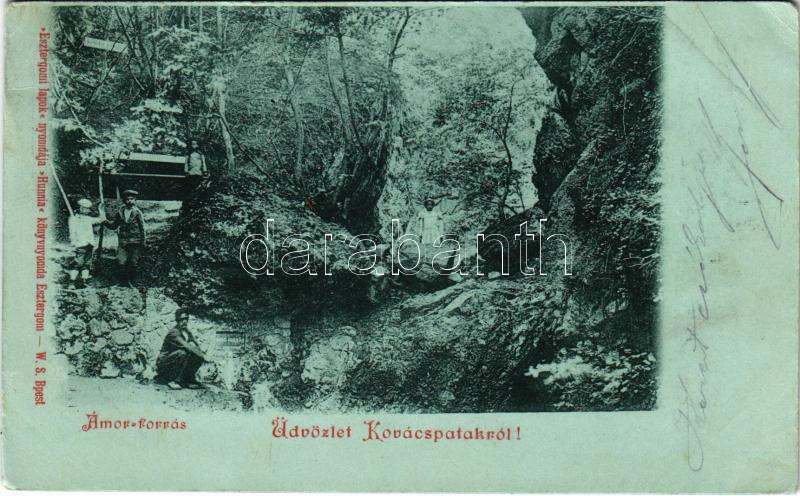 1899 (Vorläufer) Kovácspatak, Kovacov; Ámor-forrás. Esztergomi lapok nyomdája 'Hunnia' könyvnyomda kiadása / spring source (EK)