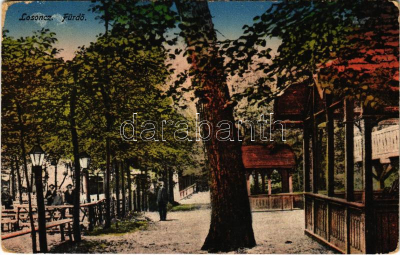 1916 Losonc, Lucenec; Losonczi-fürdő, vendéglő / spa, bath, restaurant (kopott sarkak / worn corners)