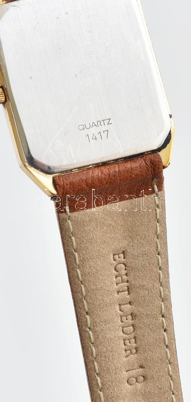 Omega De Ville kvarc karóra, bőr szíjjal, elem nélkül, 24x30 mm. Műanyag tokban. - Image 3