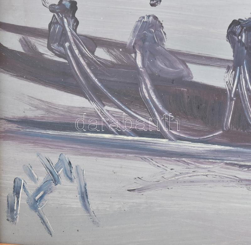 Gábri/Gábry Albert (1935-2004): Halászok. Olaj, farost, jelezve balra lent, fakeretben, 70x90 cm - Image 2