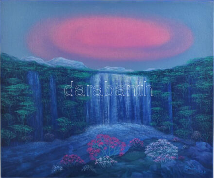 David Beeri (1951-): Vízesés. Olaj, vászon. Jelezve jobbra lent, a hátoldalán autográf felirattal. 50x60 cm