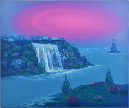 David Beeri (1951-): Jelzőtorony. Olaj, vászon. Jelezve jobbra lent, a hátoldalán autográf felirattal. 50x60 cm