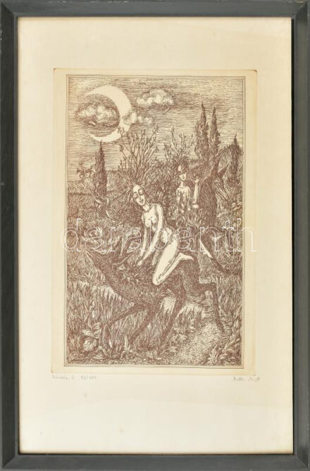 Balla Margit (1947-): Színház 2. Rézkarc, papír. Jelzett. Számozott (43/100). Üvegezett fakeretben, 39,5×29 cm