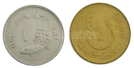 Marokkó 1987. 1s Al 'II. Hasszán / FAO' + 5s Al-bronz 'II. Hasszán / FAO' T:1,1- Morocco 1987. 1 Santim Al 'Hassan II / FAO' + 5 Santimat Al-bronze 'Hassan II / FAO' T:UNC,AU Krause Y#93, Y#83