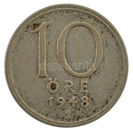 Svédország 1948. 10ö Ag T:2- patina Sweden 1948. 10 Öre Ag C:VF patina Krause KM#813