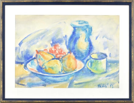 Tábori József (1928-2001): Csendélet. Akvarell, papír. Jelzett. Üvegezett fakeretben, 32x46 cm